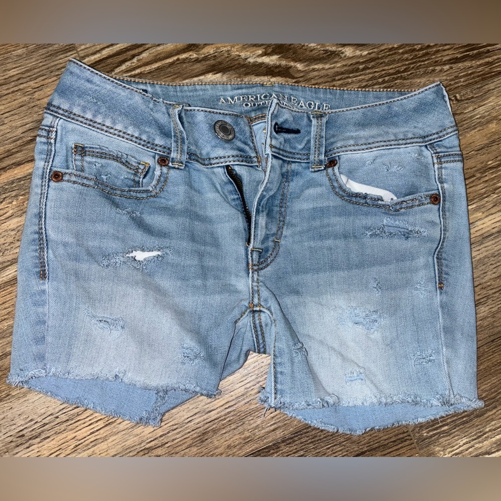 American Eagle Outfitters Distressed Light Blue Jean Shorts😎